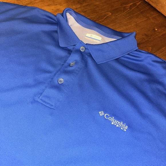 Columbia Men's Performance Fishing PFG Polo Shirt Omni-Shade XXL/2TG 2XL Blue - Picture 1 of 9